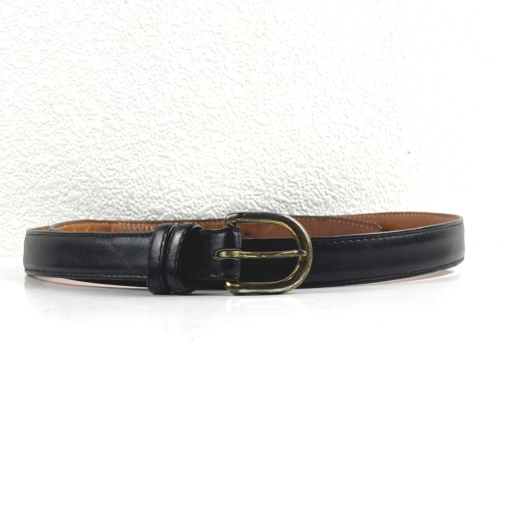VTG Levi's Leather Belt Mens 38 Black Made in USA 2150-1 Brass Buckle 1" Wide